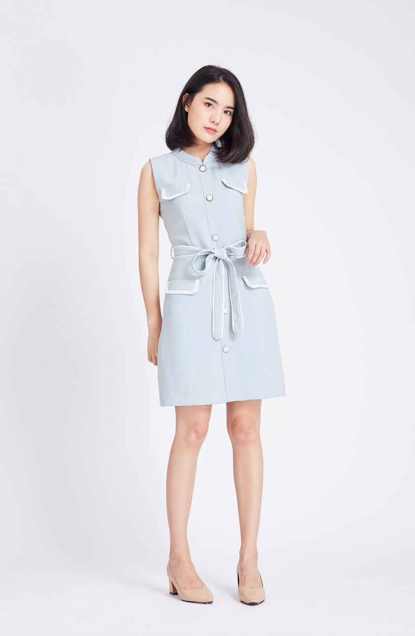 Rene sleeveless dress-light blue - Image 2