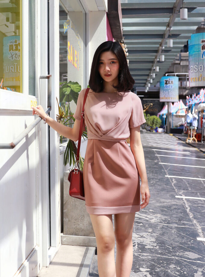 Crop chiffon dress-lotus