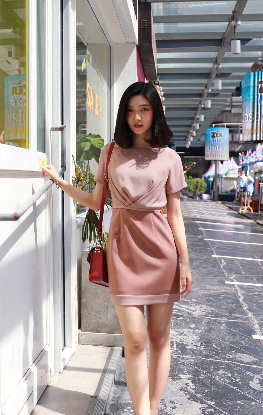 Crop chiffon dress-lotus
