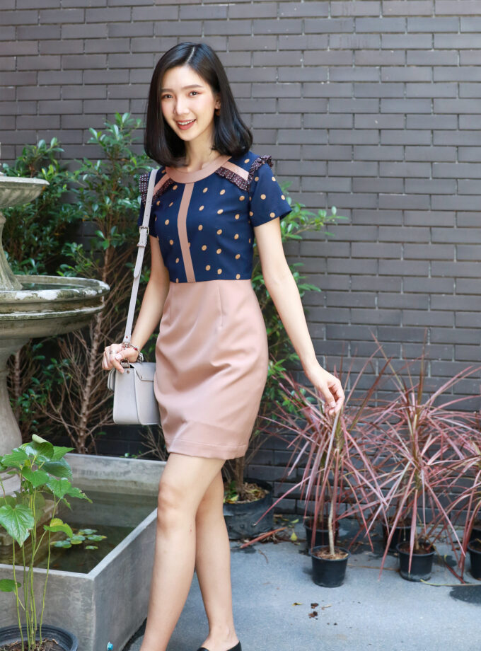 Polka dress-navy