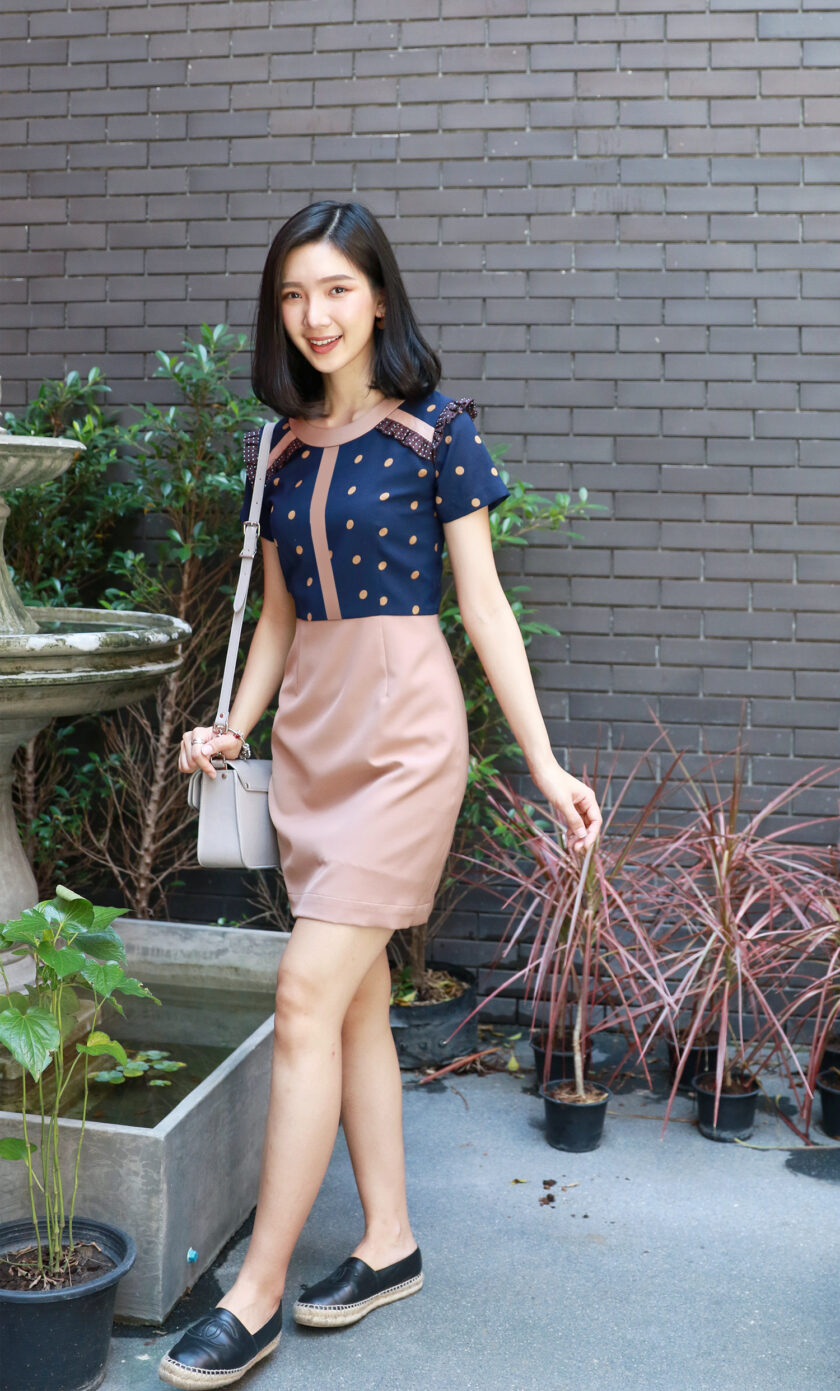 Polka dress-navy